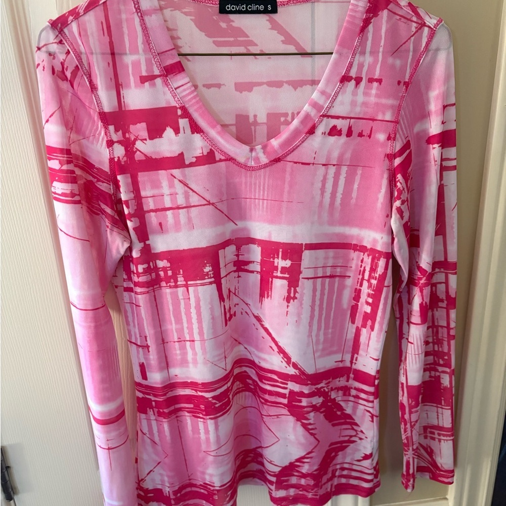 David Cline Pink Graphic Top